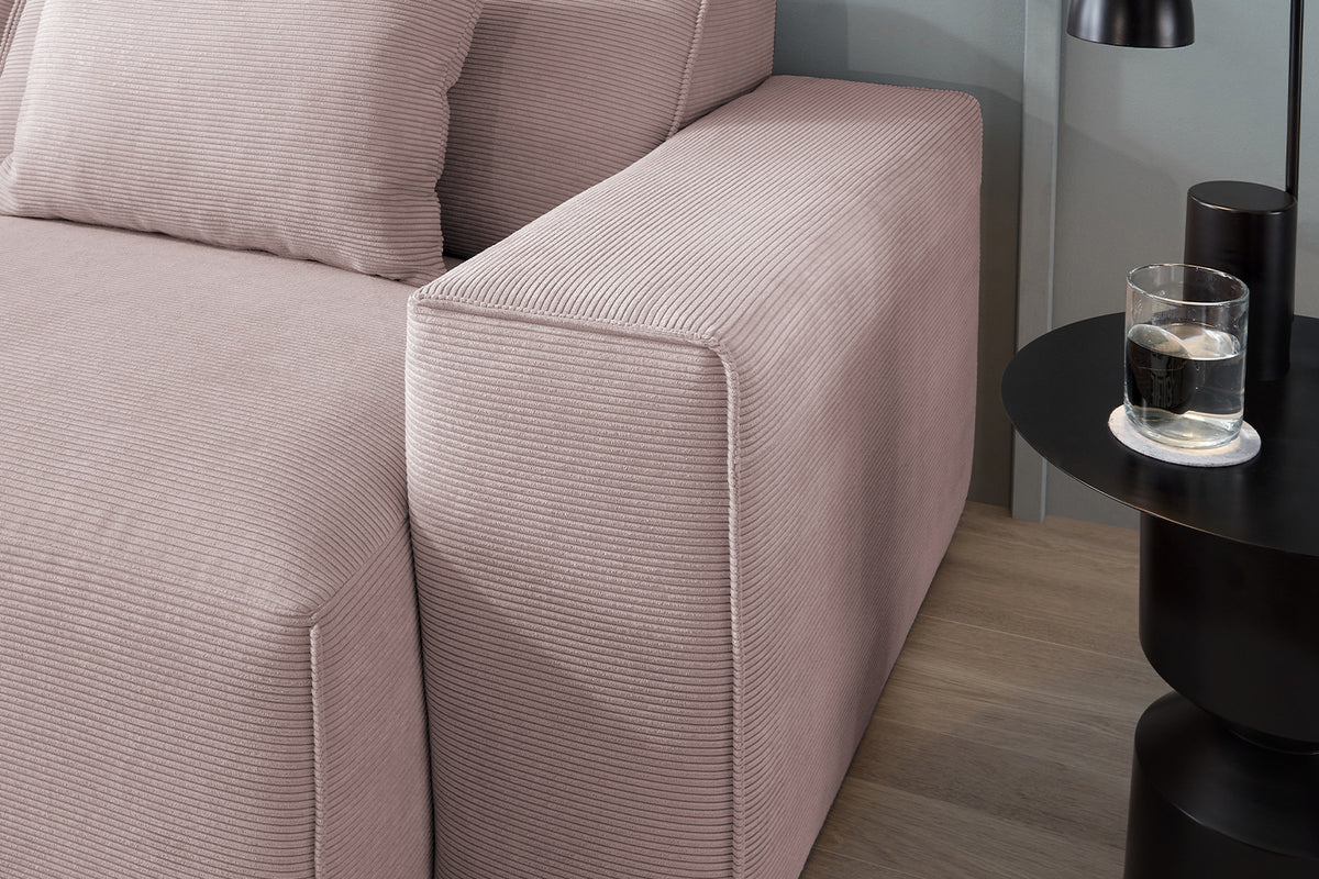 KAWOLA Sofa RANI 3-Sitzer Feincord rosa