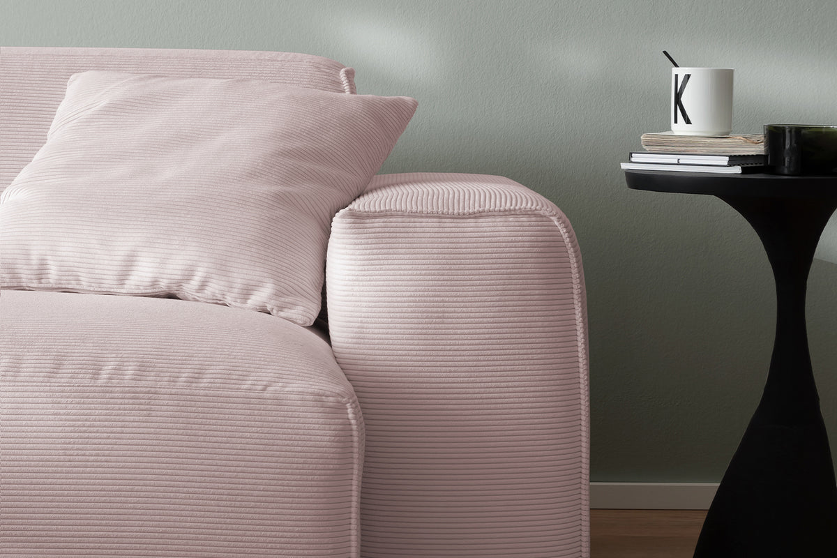 KAWOLA Sofa RANI 3-Sitzer Feincord rosa