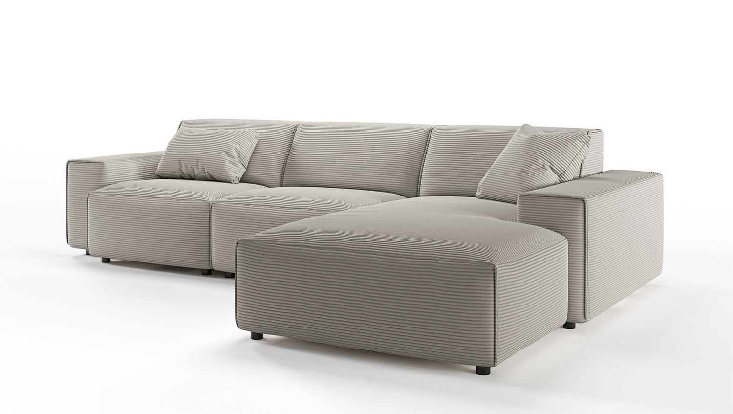 KAWOLA Sofa RANI Ecksofa Cord steingrau