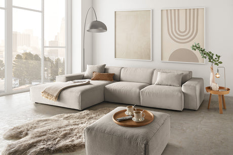 KAWOLA Sofa RANI Ecksofa Cord steingrau, Links