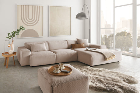 KAWOLA Sofa RANI Ecksofa Cord taupe, Rechts