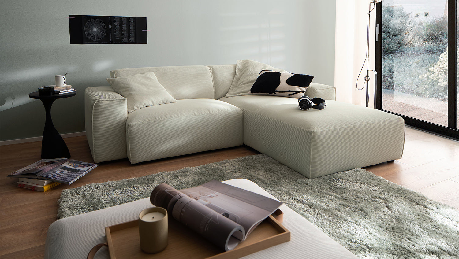 KAWOLA Sofa RANI Ecksofa Feincord beige, Rechts
