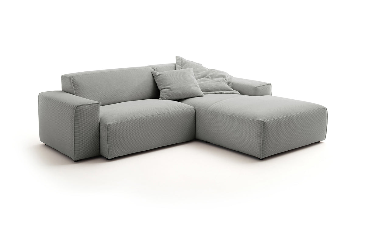 KAWOLA Sofa RANI Ecksofa Feincord grau