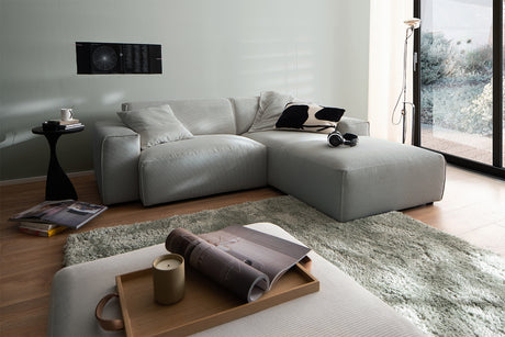 KAWOLA Sofa RANI Ecksofa Feincord grau, Rechts