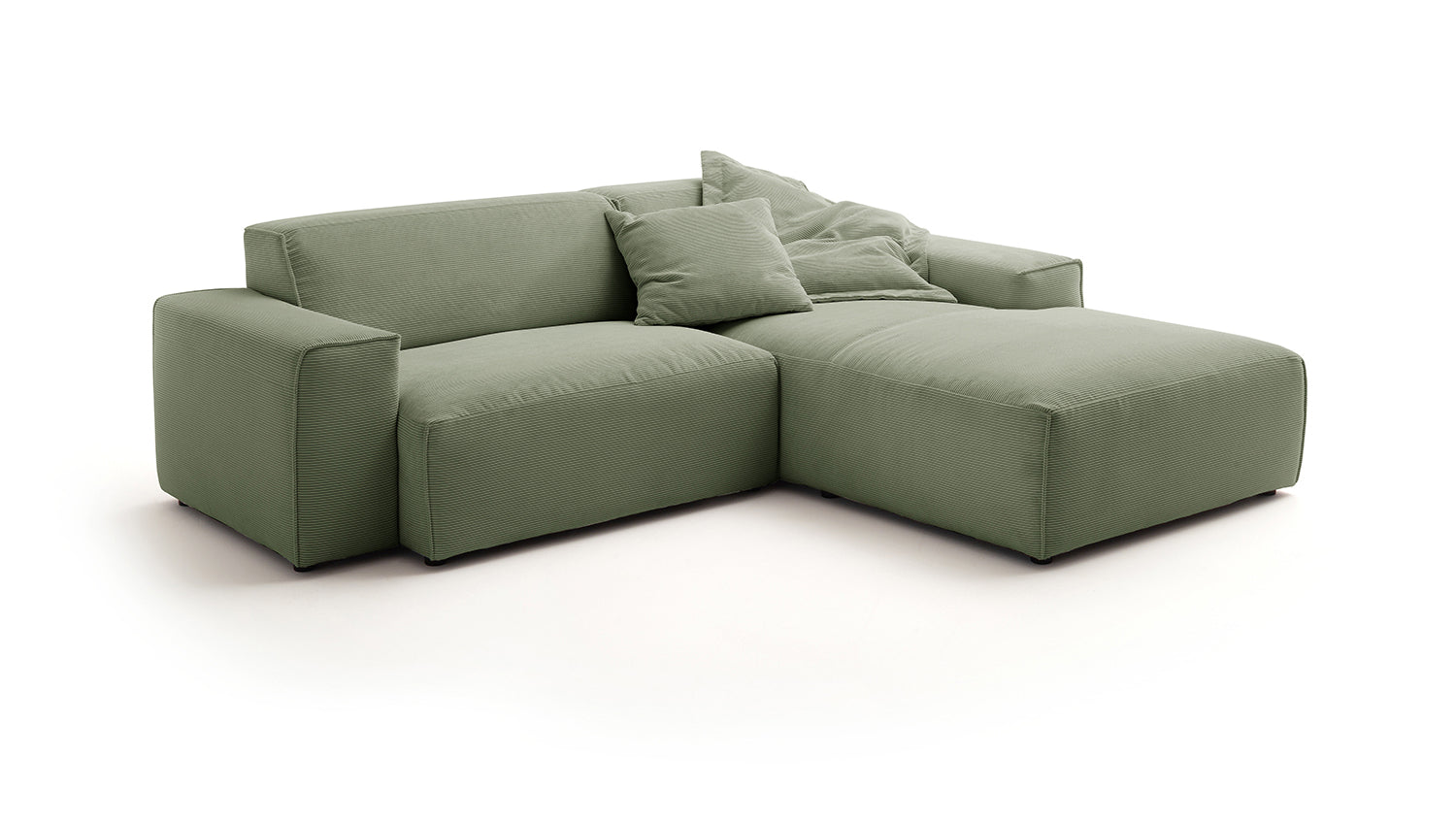 KAWOLA Sofa RANI Ecksofa Feincord olivgrün