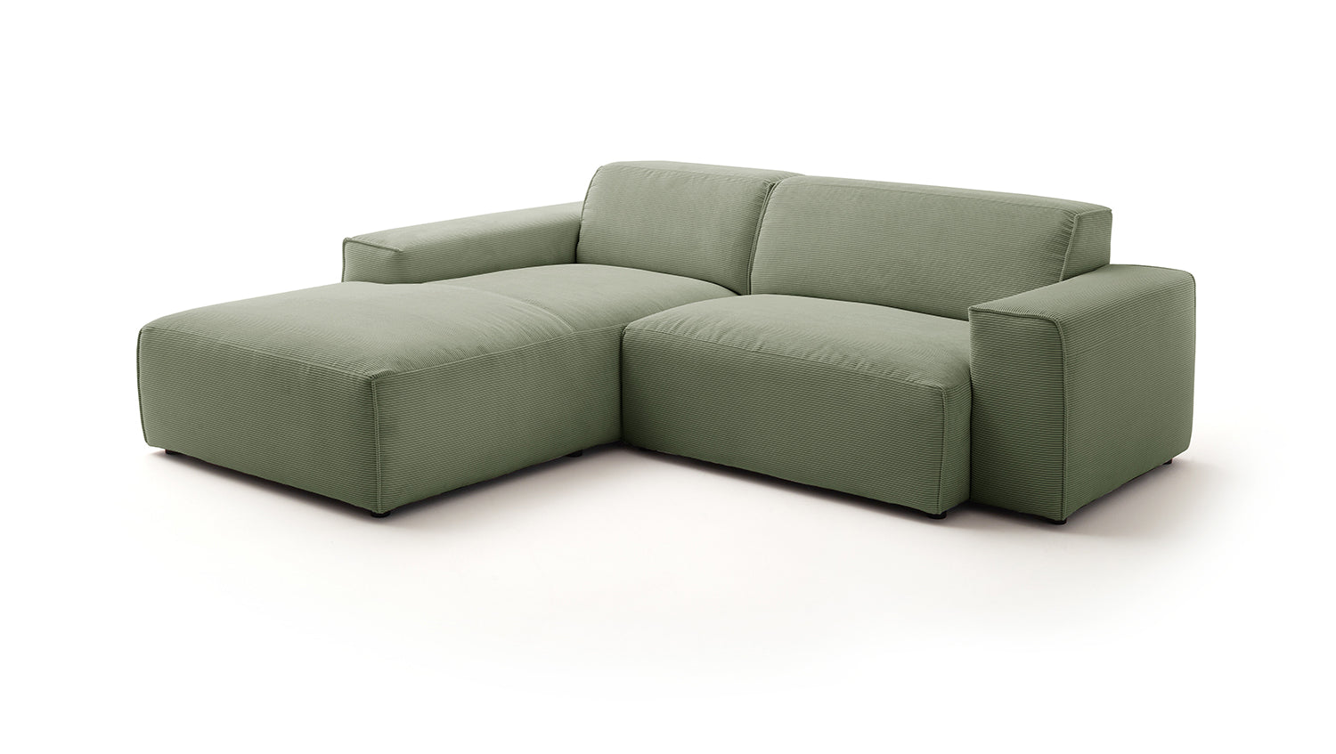 KAWOLA Sofa RANI Ecksofa Feincord olivgrün