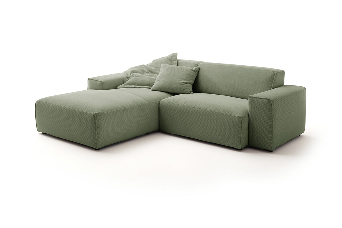 KAWOLA Sofa RANI Ecksofa Feincord olivgrün