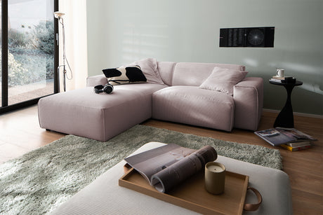 KAWOLA Sofa RANI Ecksofa Feincord rosa, Links