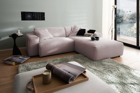 KAWOLA Sofa RANI Ecksofa Feincord rosa, Rechts