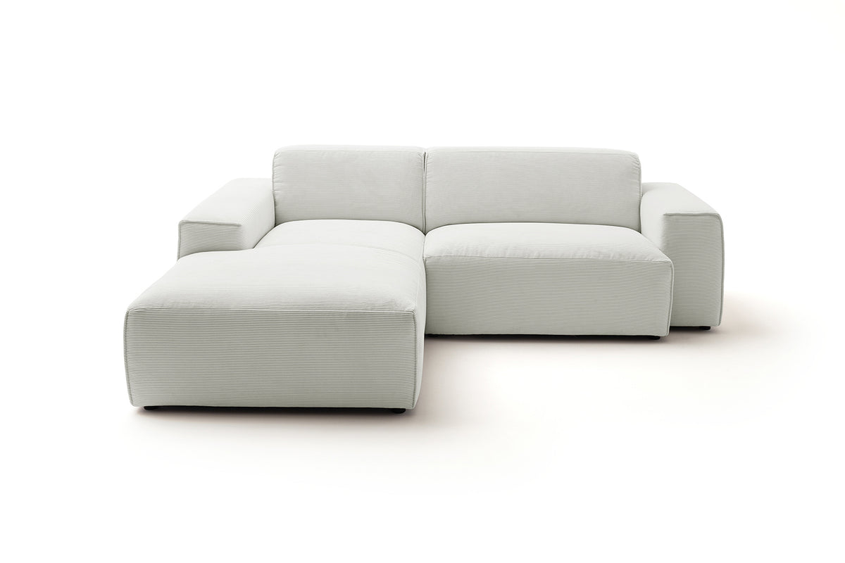 KAWOLA Sofa RANI Ecksofa Feincord silber