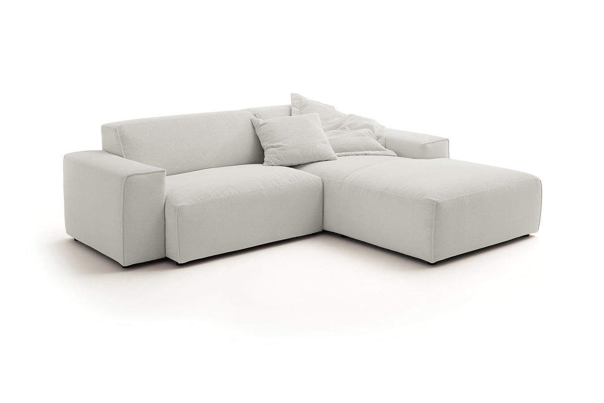KAWOLA Sofa RANI Ecksofa Feincord silber