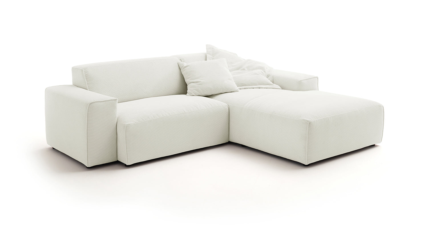 KAWOLA Sofa RANI Ecksofa Feincord weiß