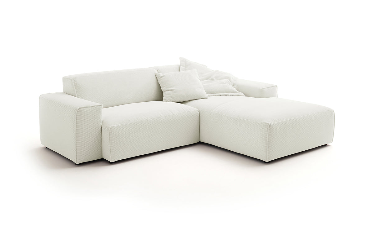 KAWOLA Sofa RANI Ecksofa Feincord weiß