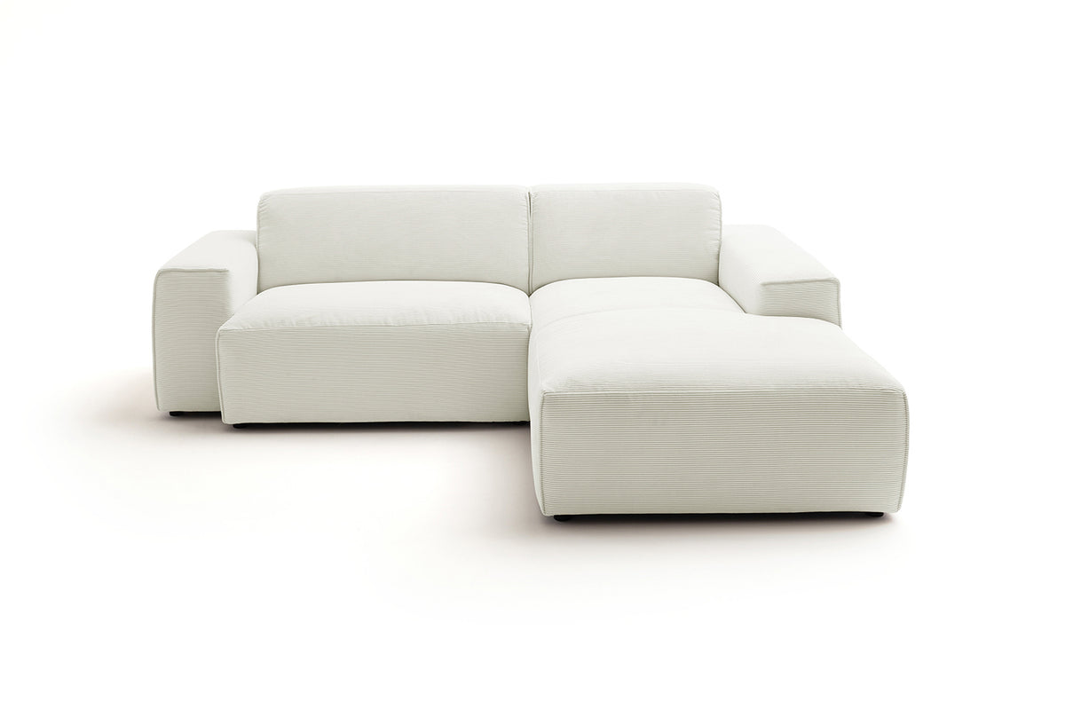 KAWOLA Sofa RANI Ecksofa Feincord weiß