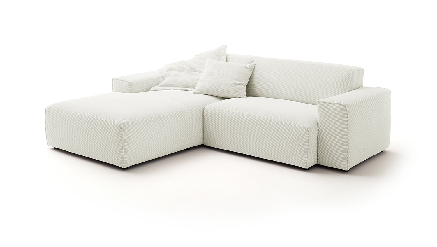 KAWOLA Sofa RANI Ecksofa Feincord weiß