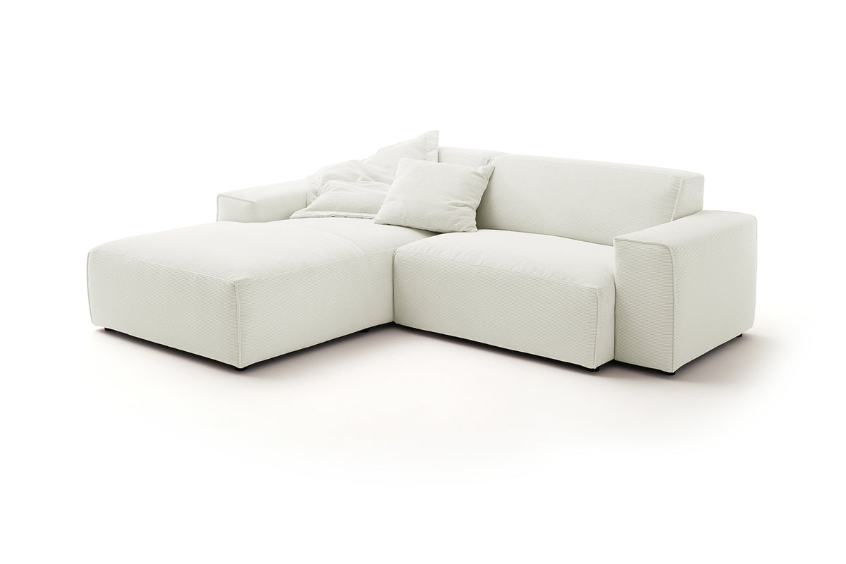 KAWOLA Sofa RANI Ecksofa Feincord weiß