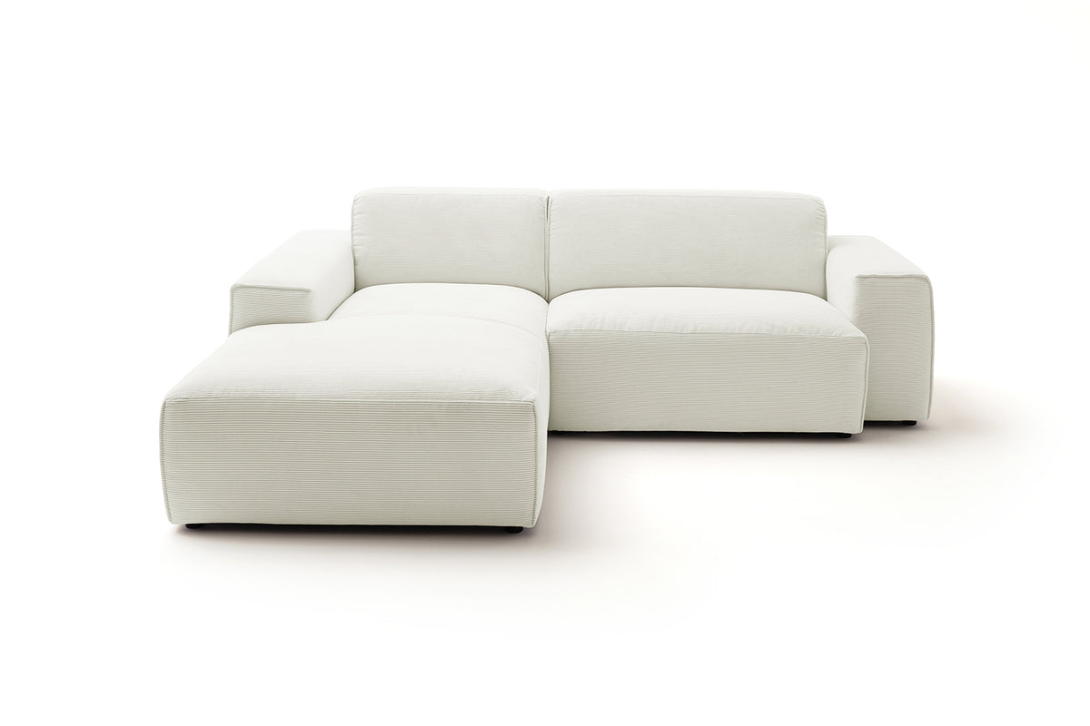 KAWOLA Sofa RANI Ecksofa Feincord weiß