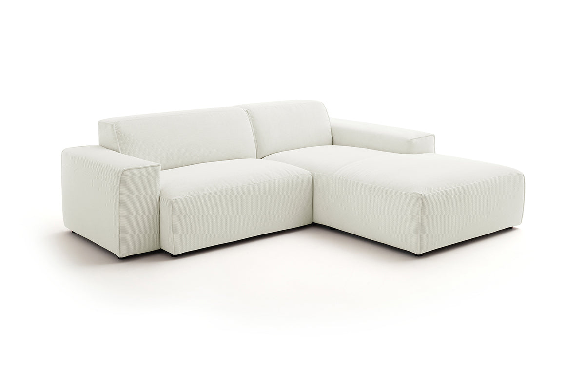 KAWOLA Sofa RANI Ecksofa Feincord weiß