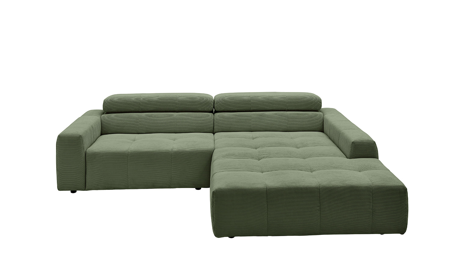 KAWOLA Sofa RENO Ecksofa Feincord olivgrün