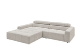 KAWOLA Sofa RENO Ecksofa Feincord silber