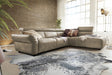 KAWOLA Sofa RISO Ecksofa mit motorischer Sitztiefenverstellung Leder grau, Rechts