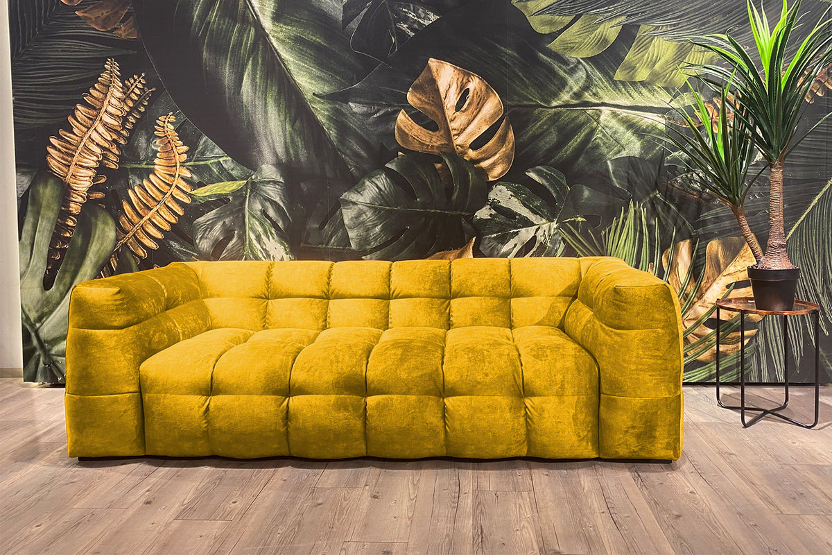 KAWOLA Sofa ROSARIO 4-Sitzer Stoff gelb