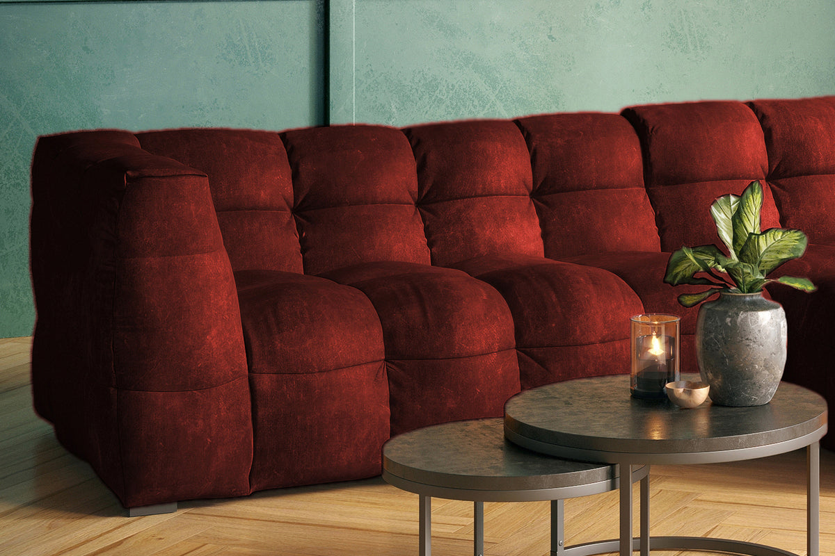KAWOLA Sofa ROSARIO Ecksofa Velvet bordeaux