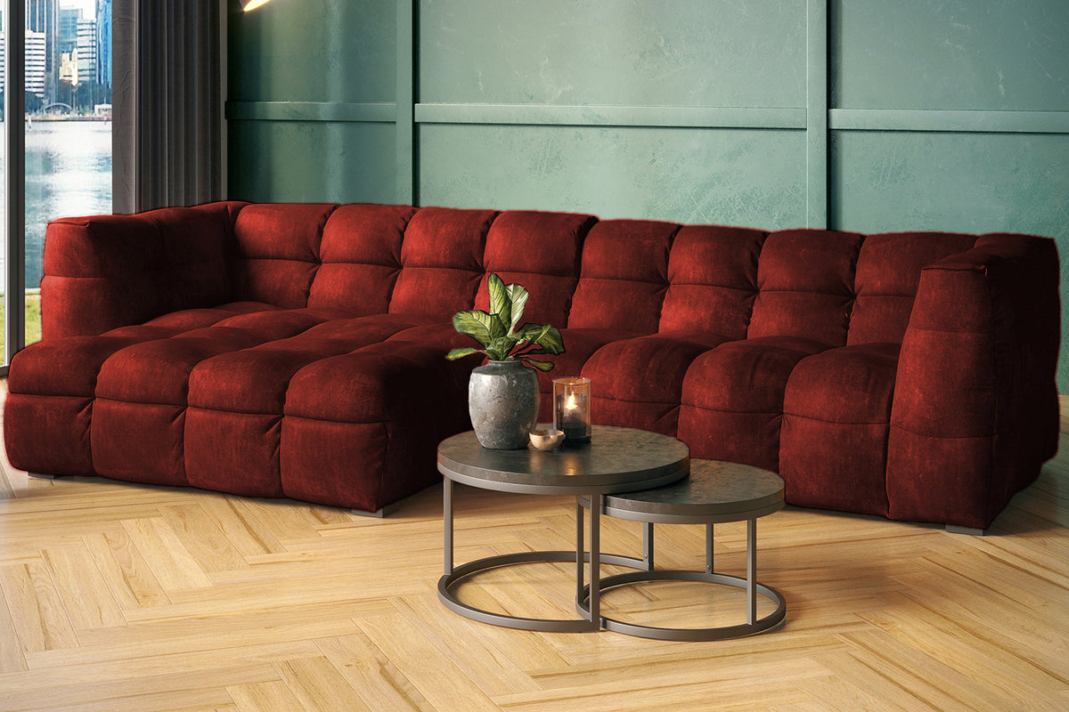 KAWOLA Sofa ROSARIO Ecksofa Velvet bordeaux