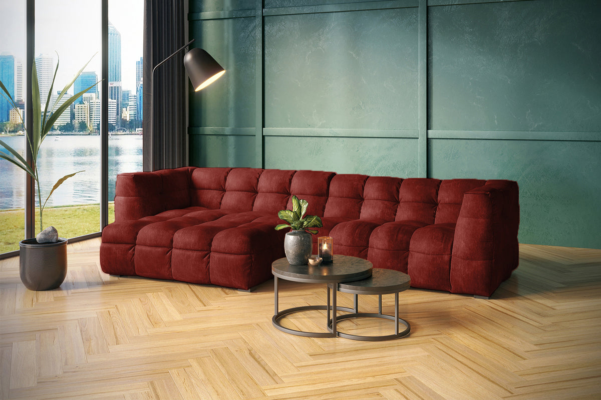 KAWOLA Sofa ROSARIO Ecksofa Velvet bordeaux, Links