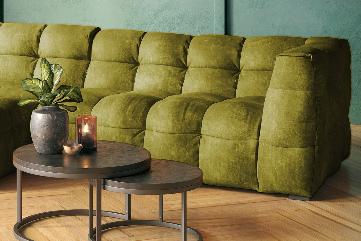 KAWOLA Sofa ROSARIO Ecksofa Velvet moosgrün