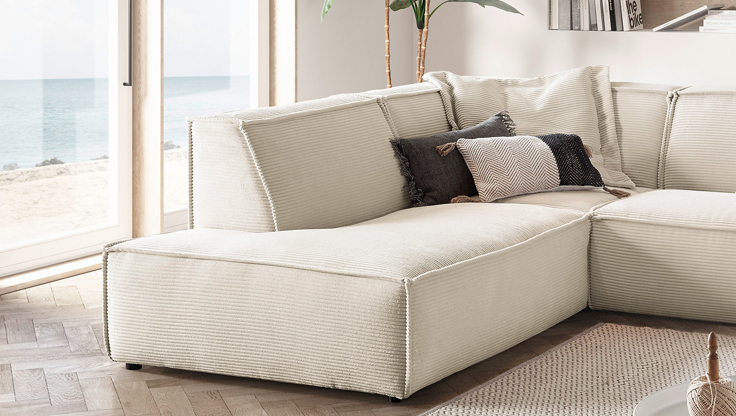 KAWOLA Sofa SAMU Ecksofa Cord cremeweiß