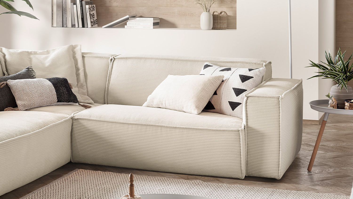 KAWOLA Sofa SAMU Ecksofa Cord cremeweiß