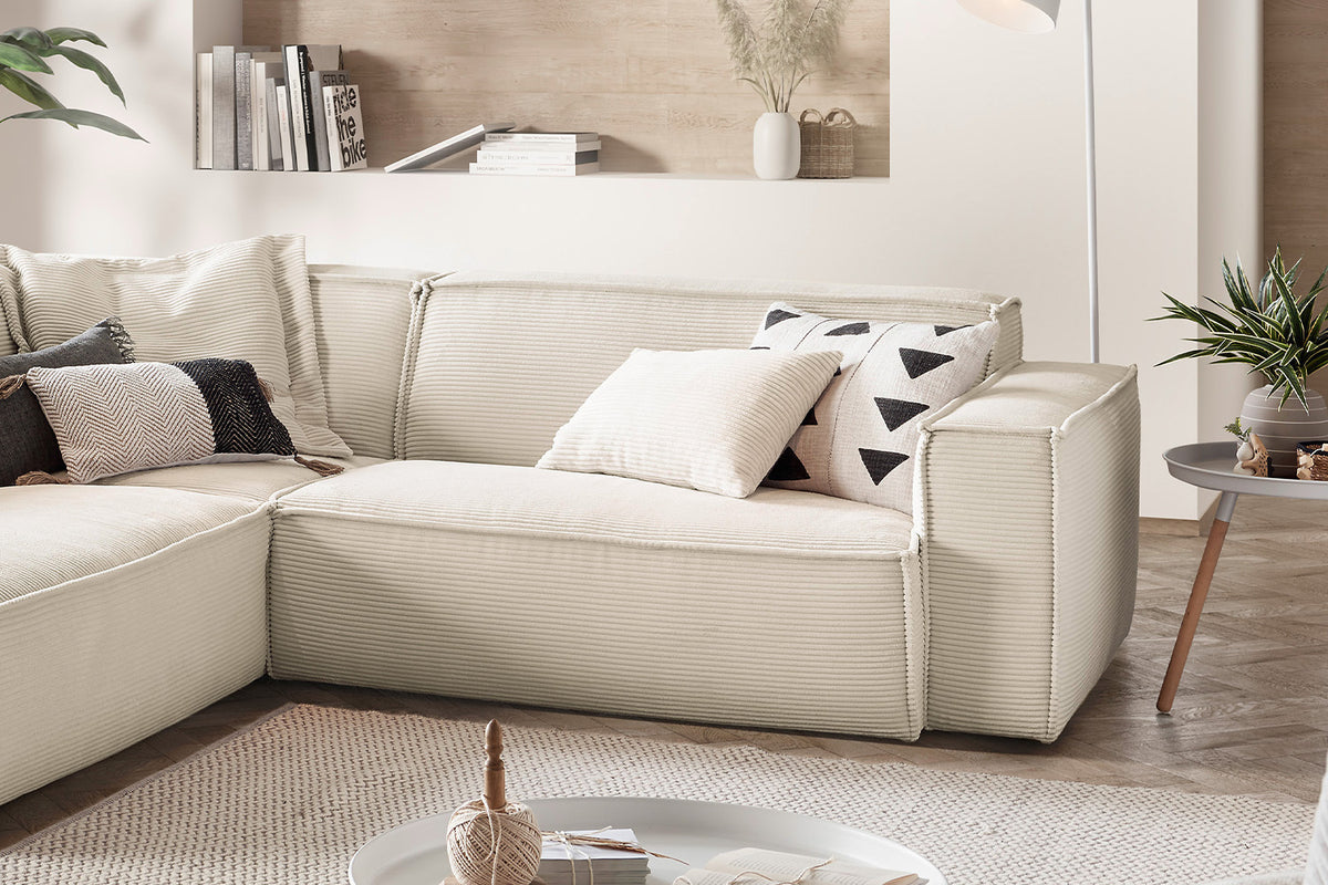 KAWOLA Sofa SAMU Ecksofa Cord cremeweiß
