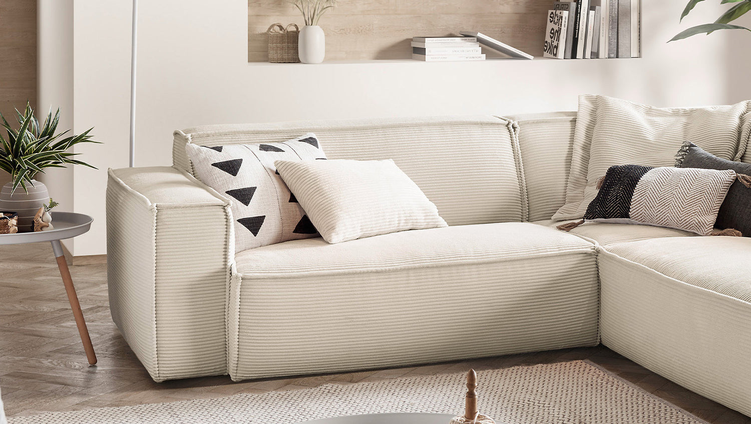 KAWOLA Sofa SAMU Ecksofa Cord cremeweiß