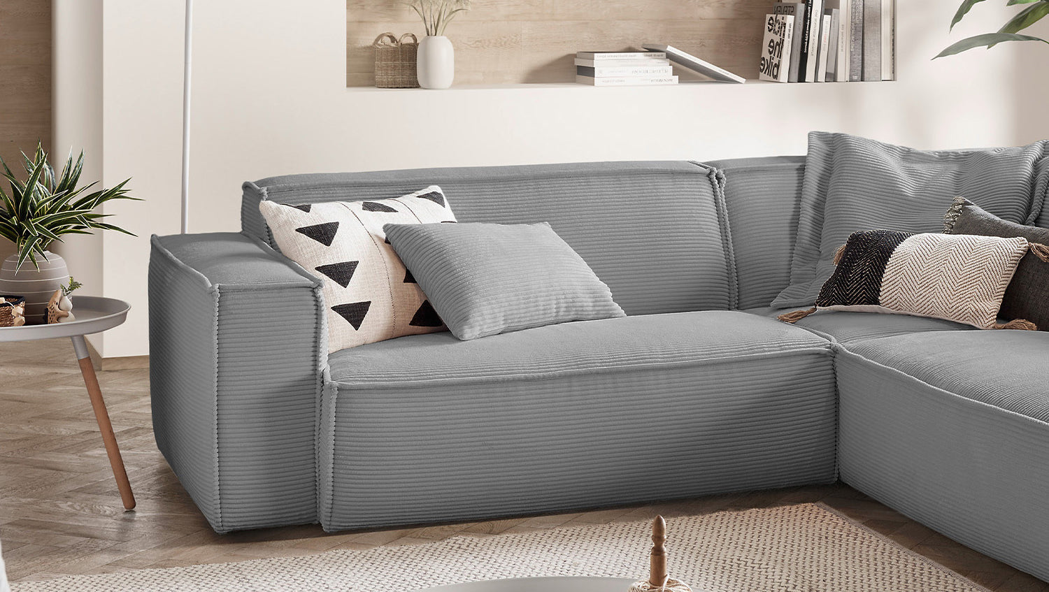 KAWOLA Sofa SAMU Ecksofa Cord grau