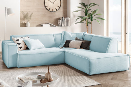 KAWOLA Sofa SAMU Ecksofa Cord hellblau