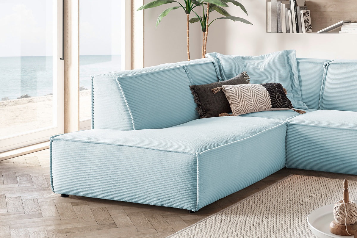 KAWOLA Sofa SAMU Ecksofa Cord hellblau