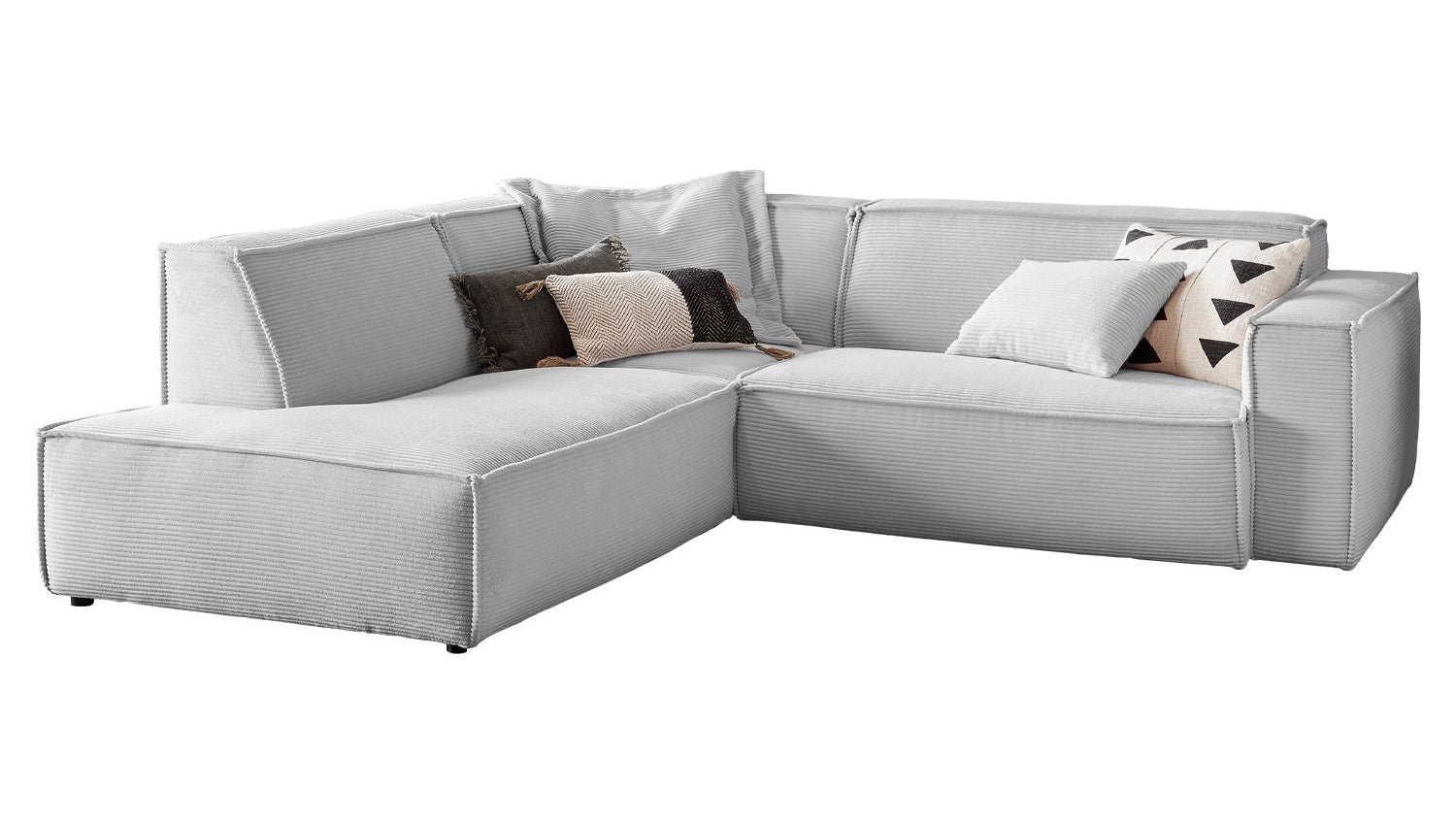 KAWOLA Sofa SAMU Ecksofa Cord hellgrau
