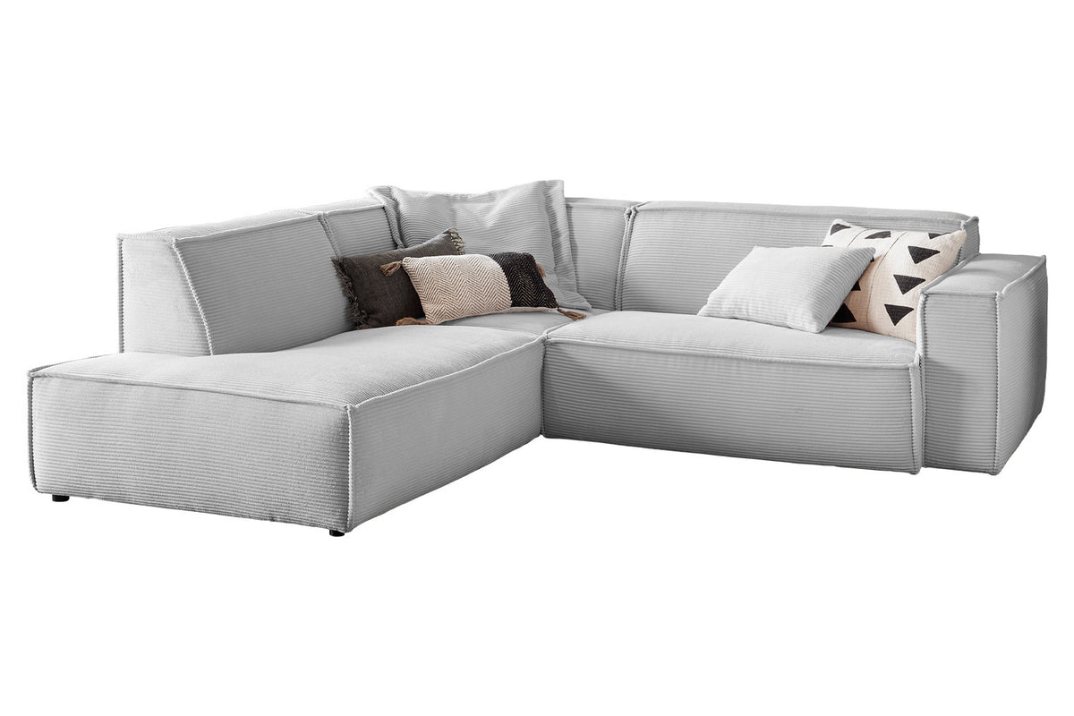 KAWOLA Sofa SAMU Ecksofa Cord hellgrau