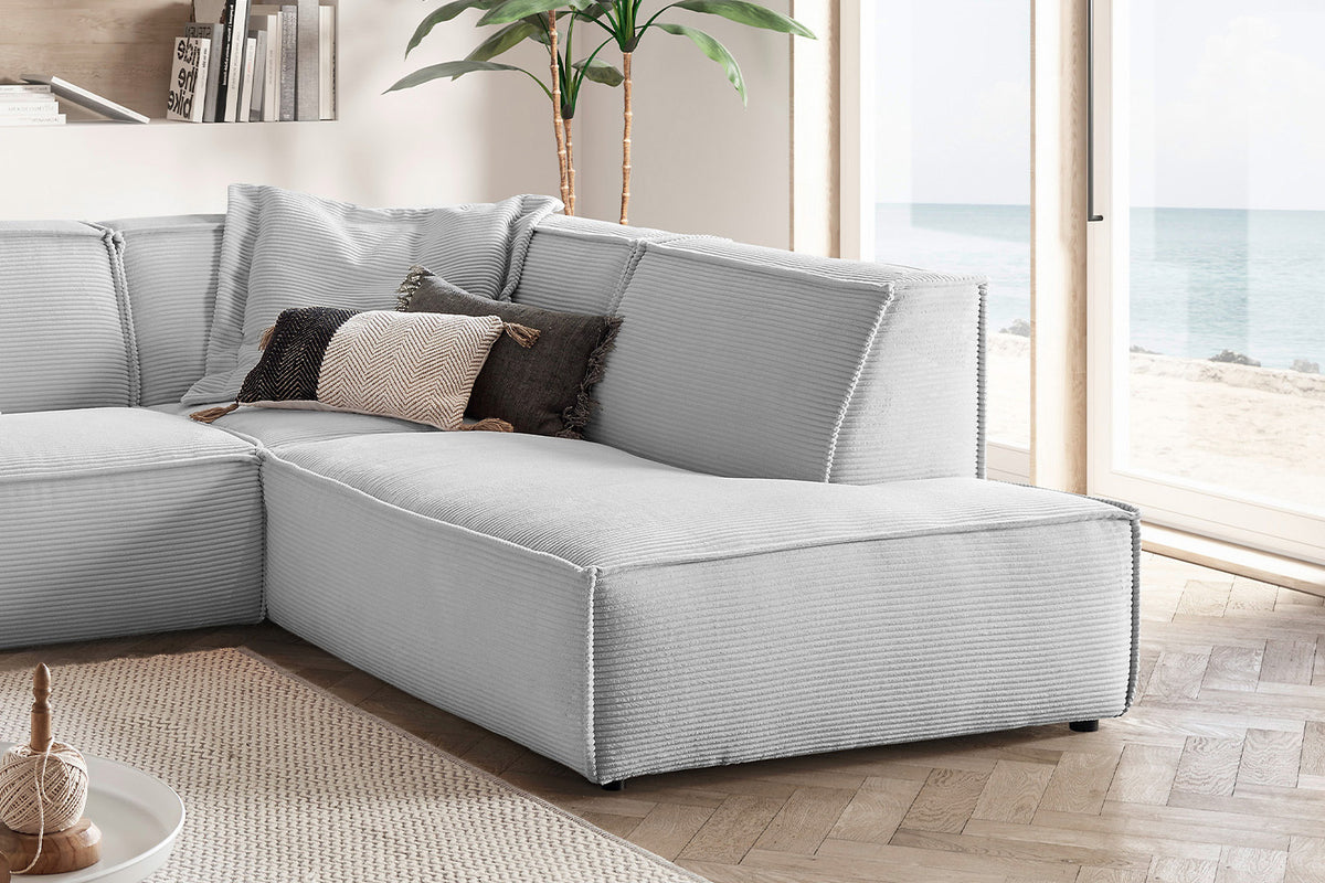 KAWOLA Sofa SAMU Ecksofa Cord hellgrau