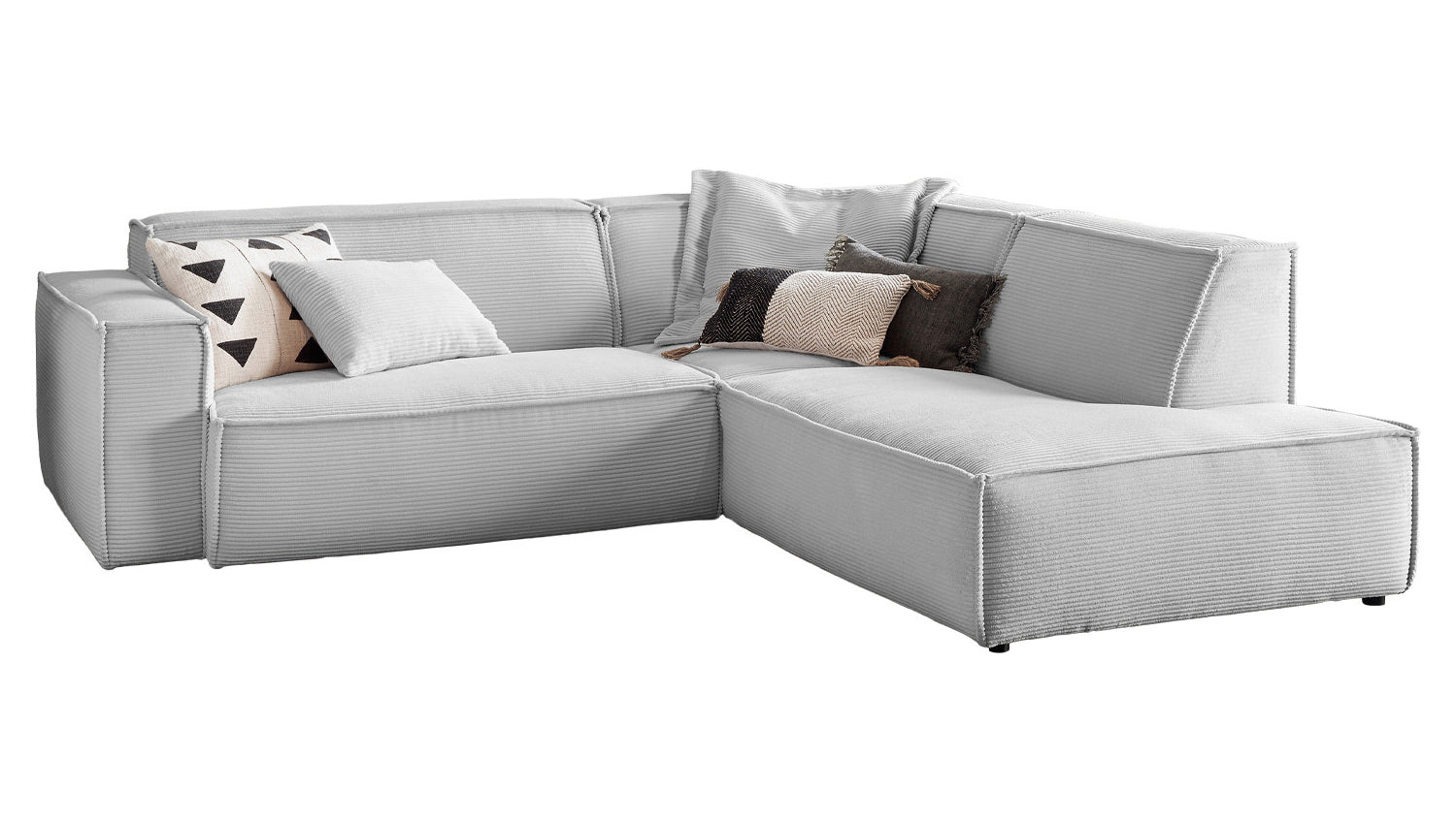 KAWOLA Sofa SAMU Ecksofa Cord hellgrau
