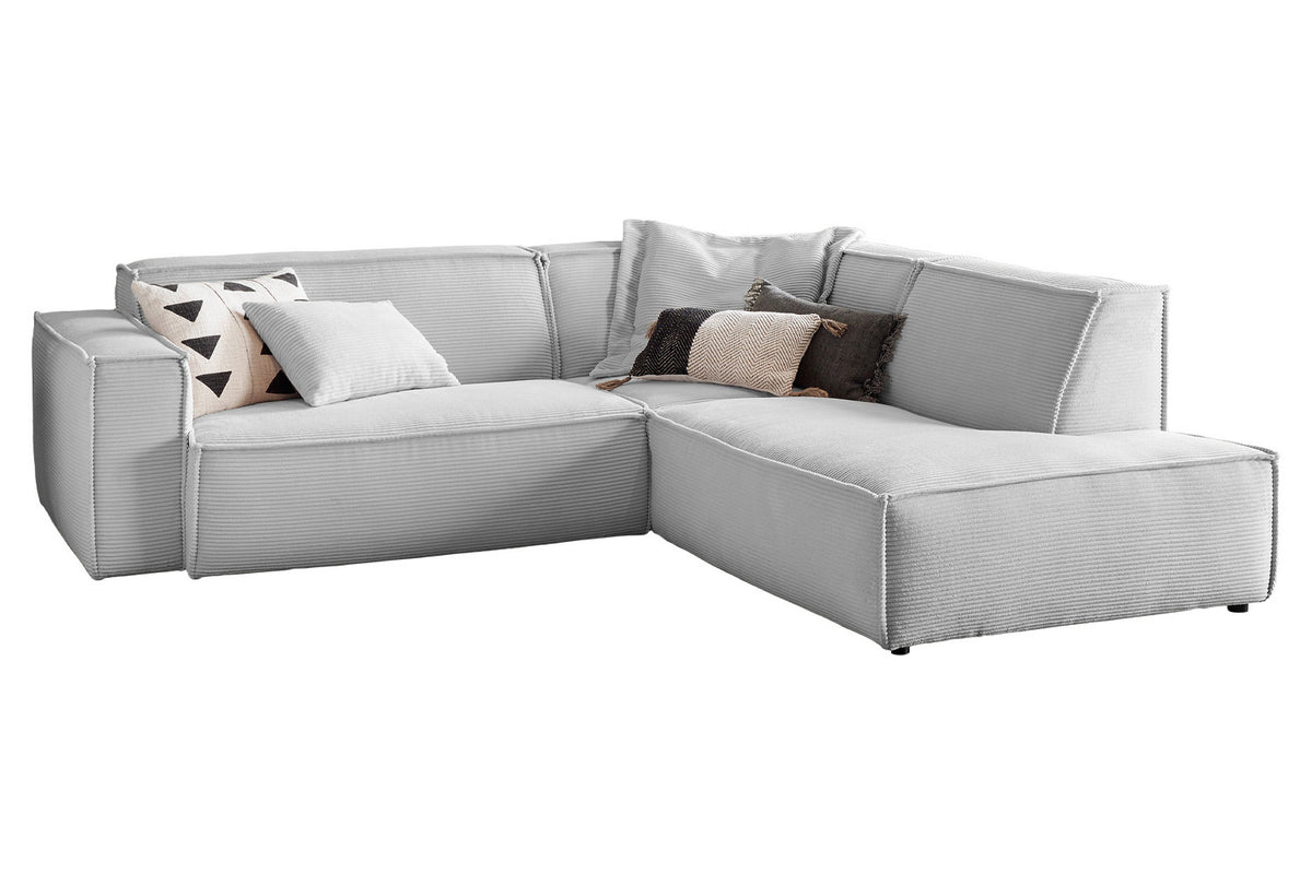 KAWOLA Sofa SAMU Ecksofa Cord hellgrau