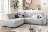 KAWOLA Sofa SAMU Ecksofa Cord hellgrau