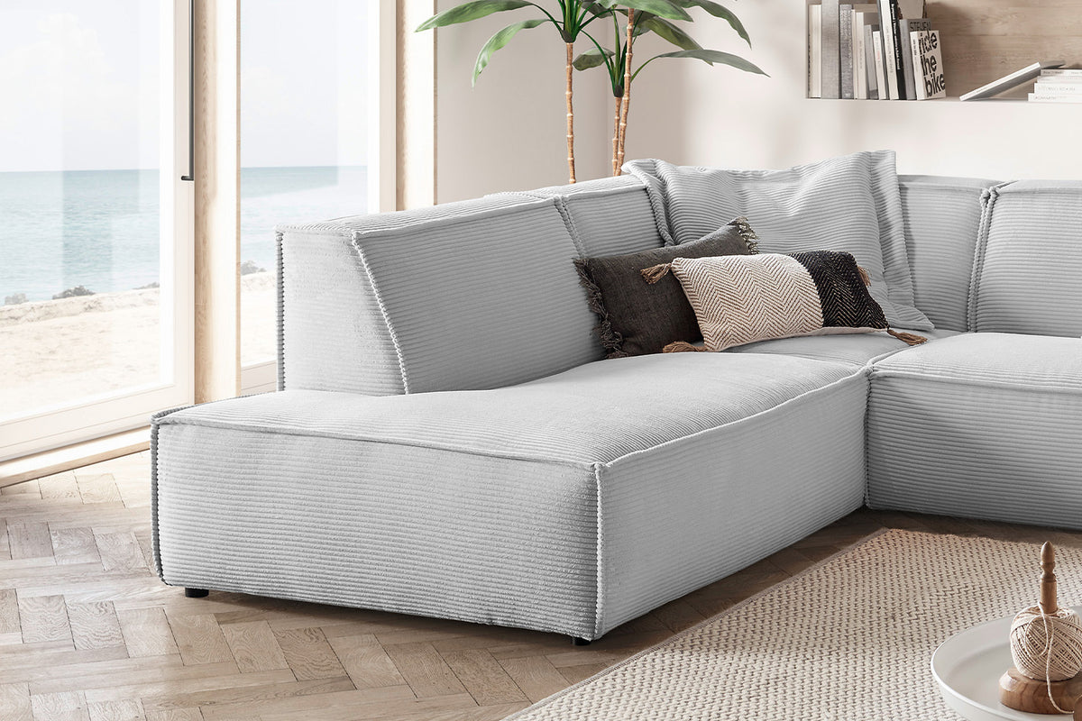 KAWOLA Sofa SAMU Ecksofa Cord hellgrau
