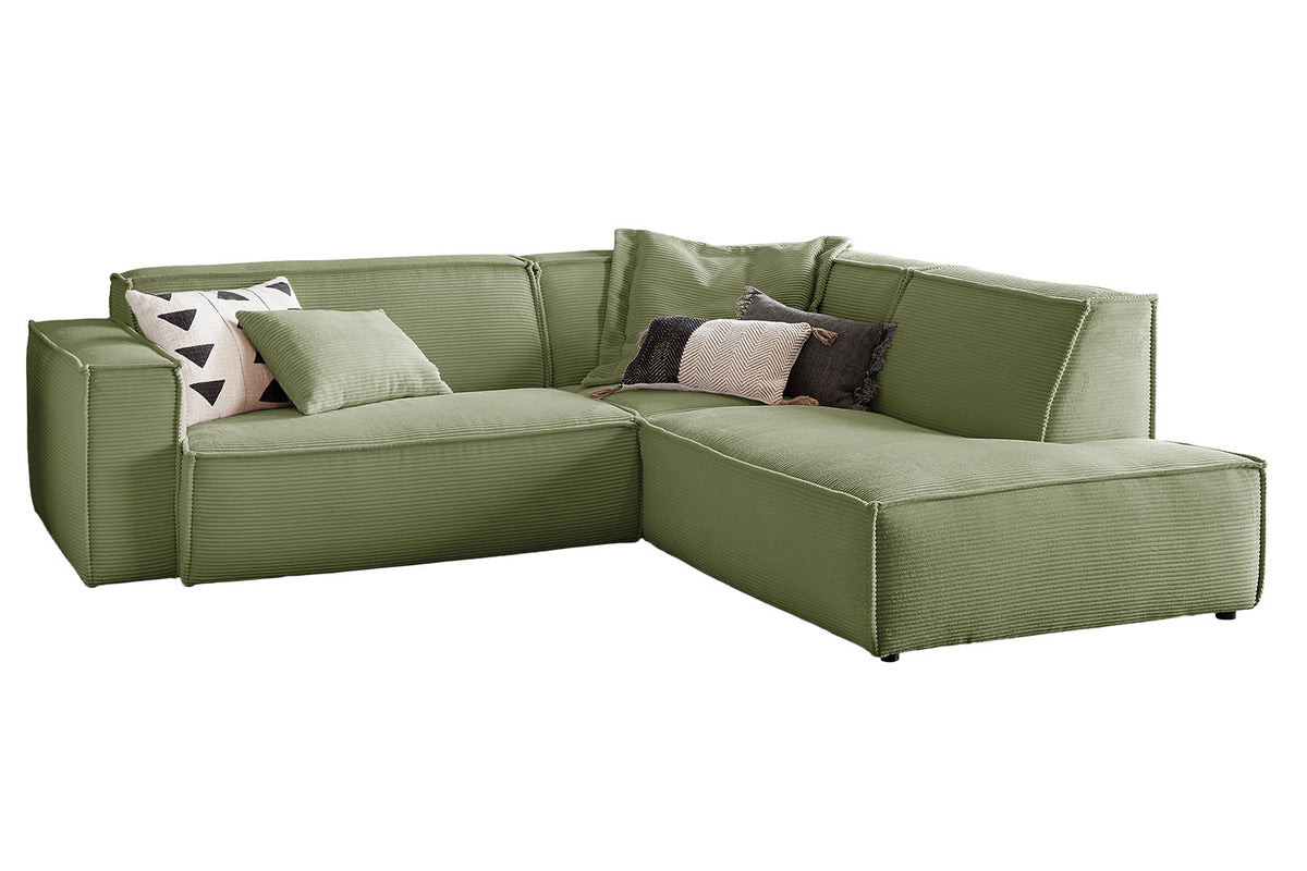 KAWOLA Sofa SAMU Ecksofa Cord olivgrün