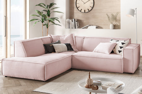 KAWOLA Sofa SAMU Ecksofa Cord rosa