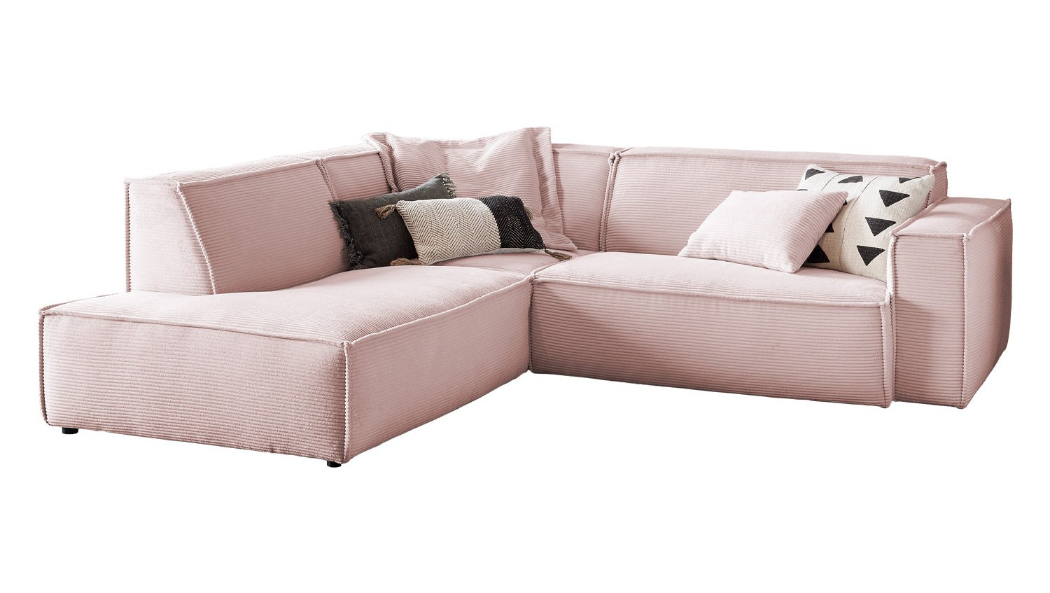 KAWOLA Sofa SAMU Ecksofa Cord rosa