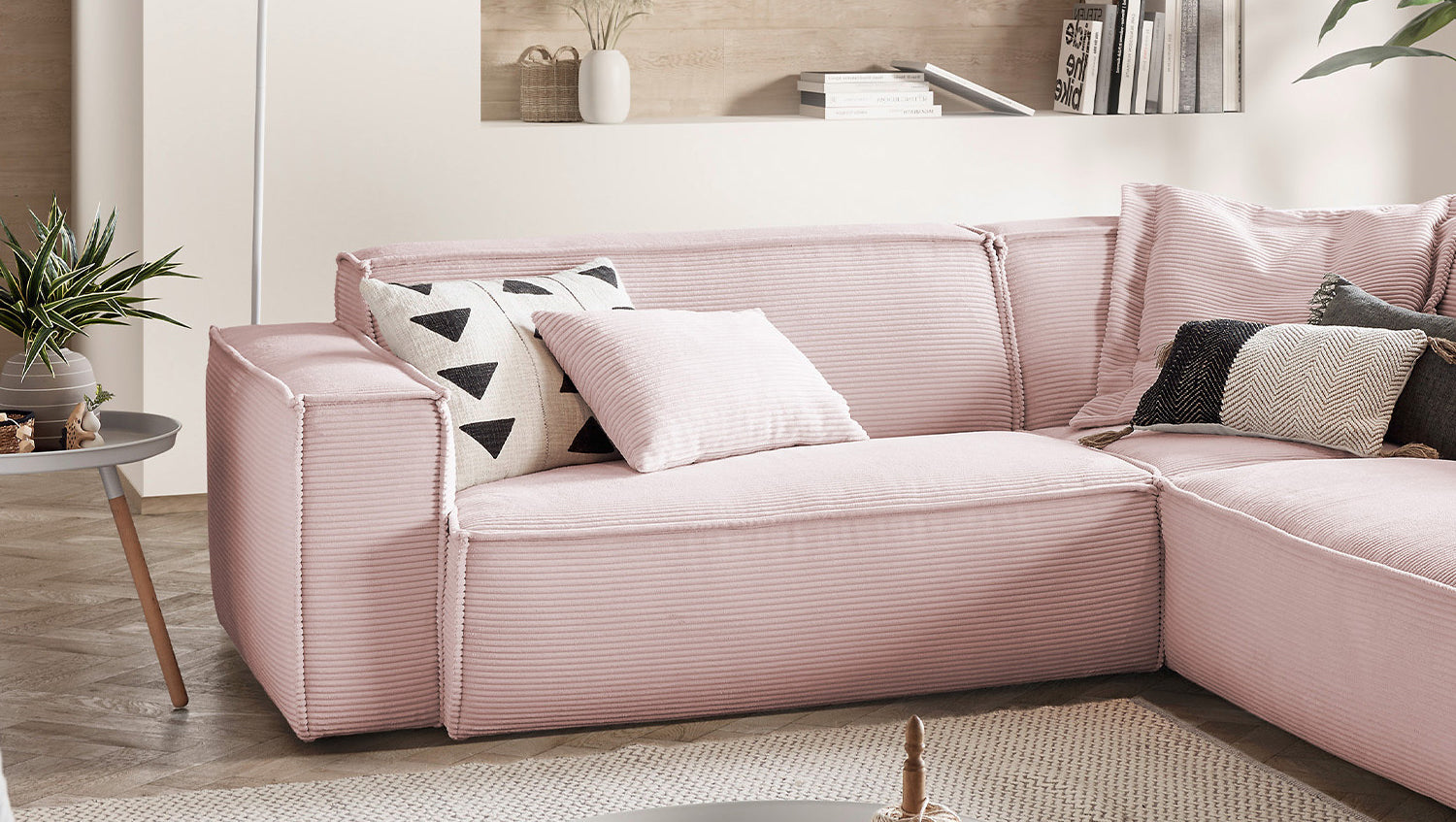 KAWOLA Sofa SAMU Ecksofa Cord rosa