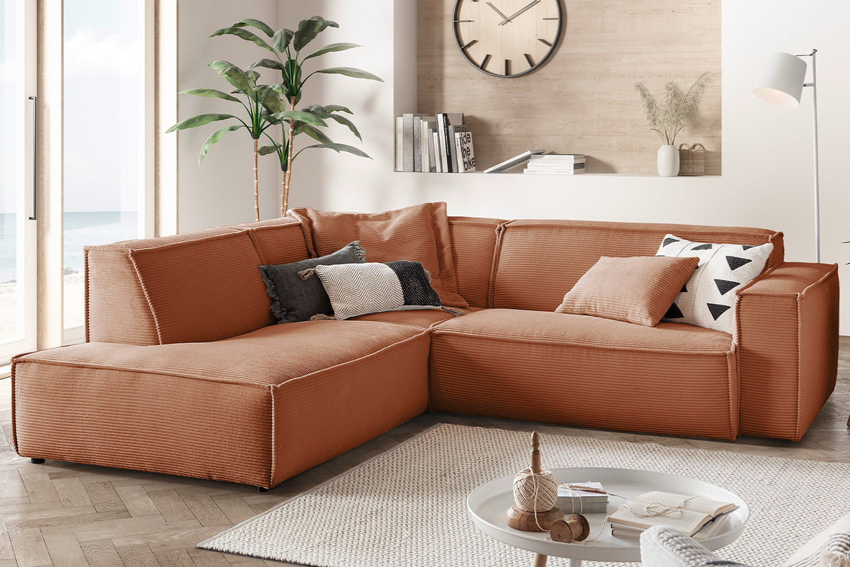 KAWOLA Sofa SAMU Ecksofa Cord rost