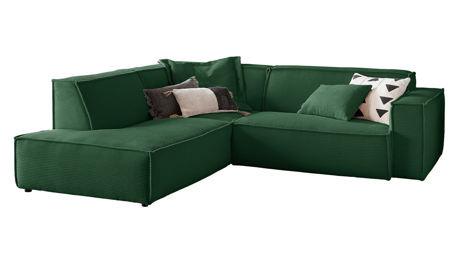 KAWOLA Sofa SAMU Ecksofa Cord smaragd